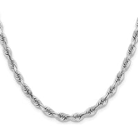 14K White Gold 30" 5mm Diamond-Cut Rope Necklace with Lobster Clasp by Oro Pregiato