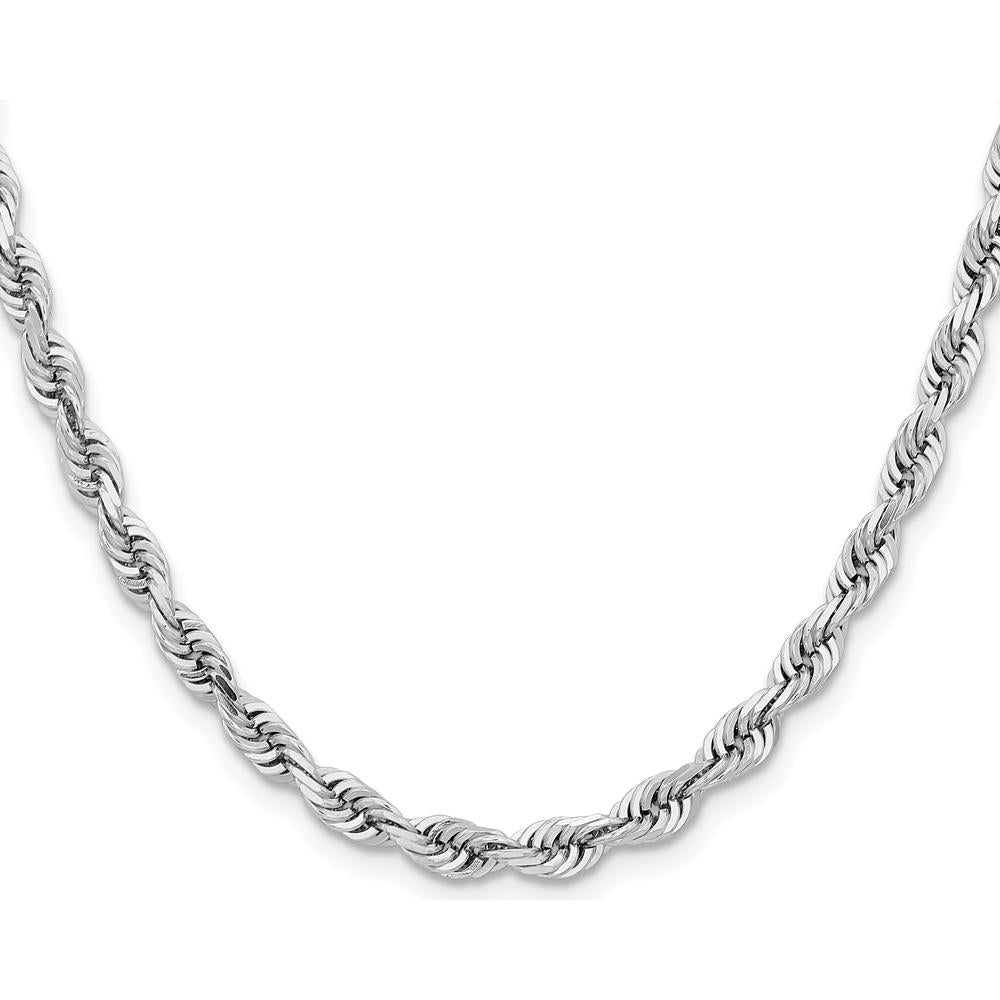 14K White Gold 30" 5mm Diamond-Cut Rope Necklace with Lobster Clasp by Oro Pregiato