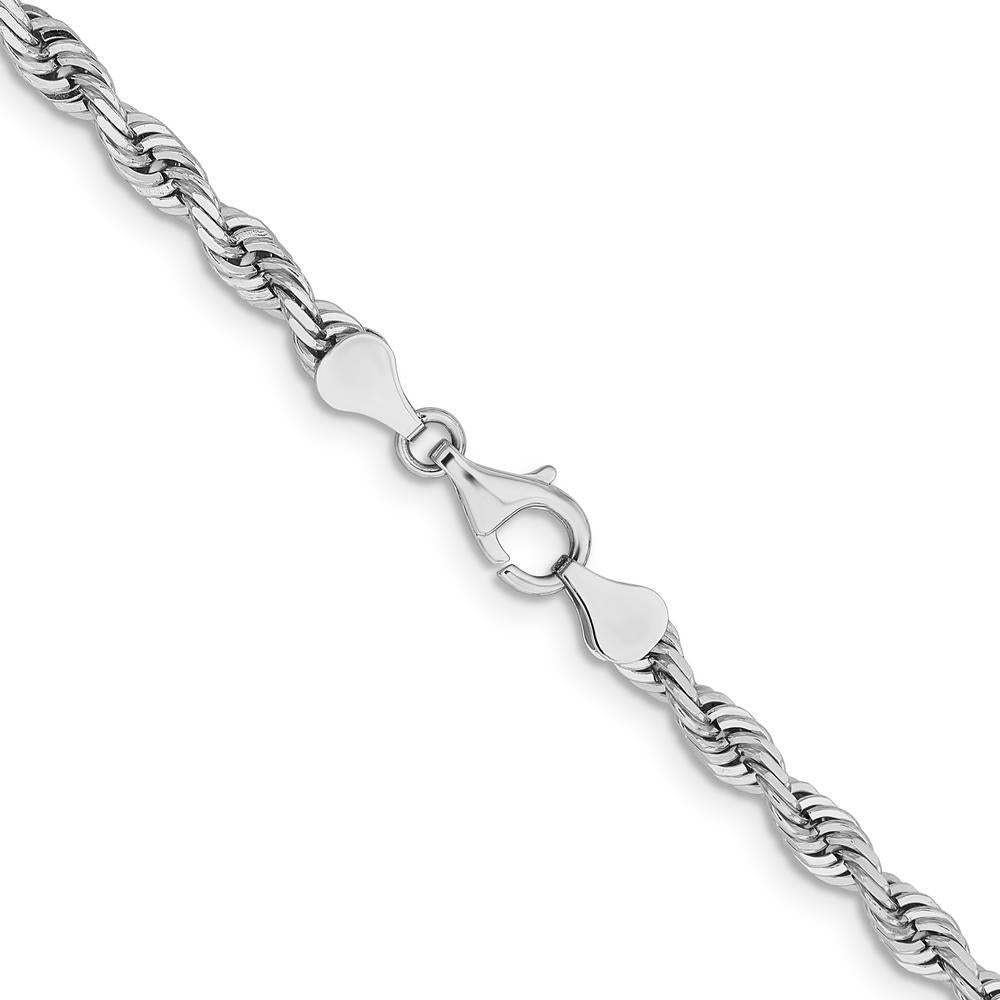 14K White Gold 30" 5mm Diamond-Cut Rope Necklace with Lobster Clasp by Oro Pregiato