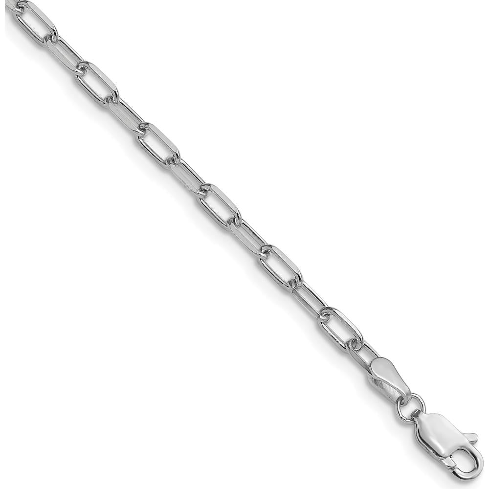 14K White Gold 30" Beveled Paperclip Chain Necklace by Oro Pregiato