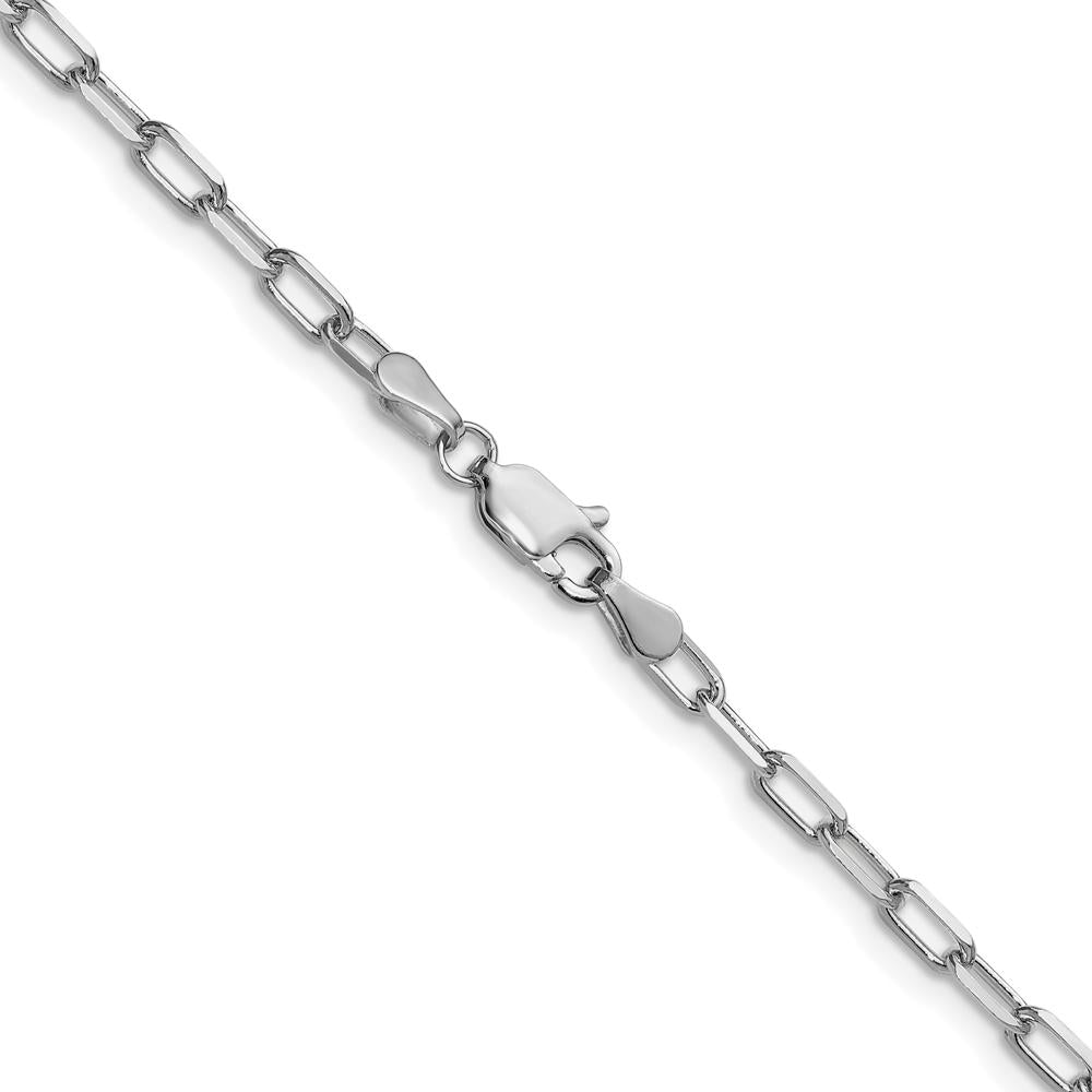 14K White Gold 30" Beveled Paperclip Chain Necklace by Oro Pregiato