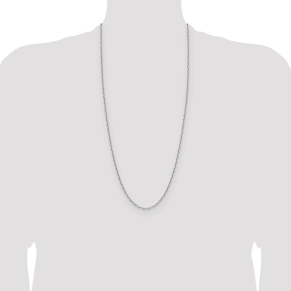14K White Gold 30" Beveled Paperclip Chain with Lobster Clasp by Oro Pregiato