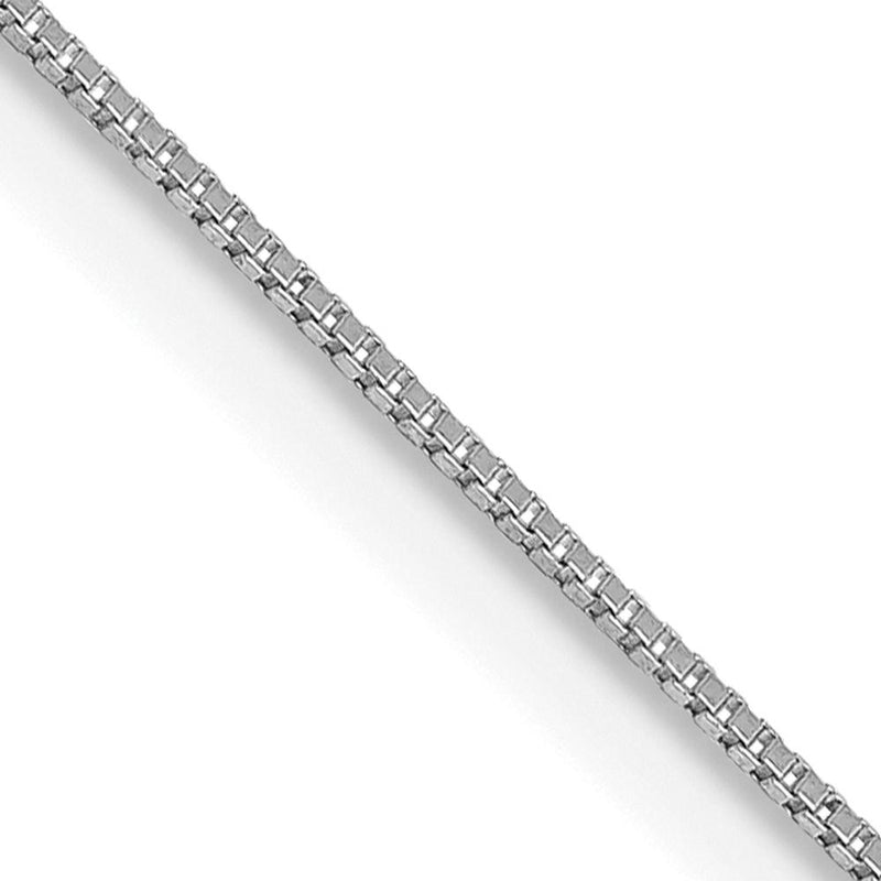 14K White Gold 30" Box Chain Necklace with Lobster Clasp - Rhodium Plated by Oro Pregiato