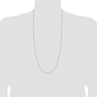 14K White Gold 30" Box Chain Necklace with Lobster Clasp - Rhodium Plated by Oro Pregiato