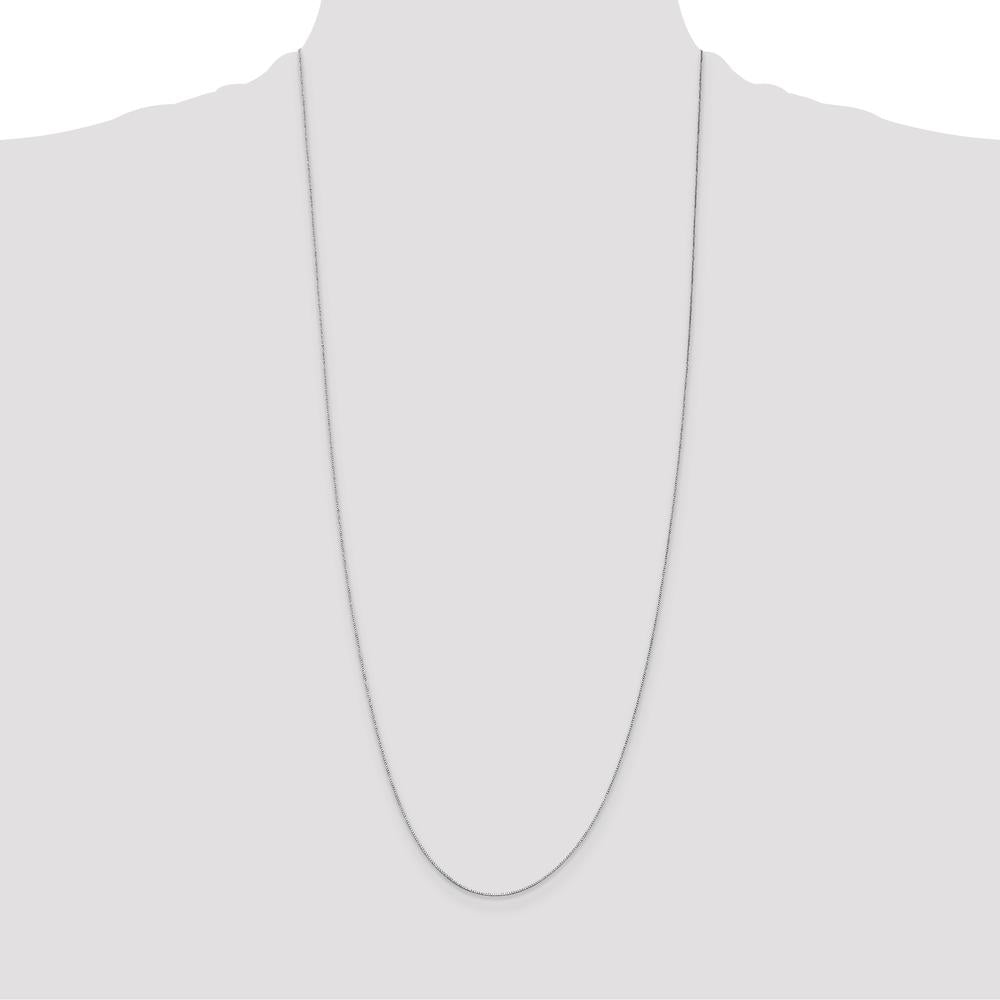 14K White Gold 30" Box Chain Necklace with Rhodium Finish - 0.5mm Width by Oro Pregiato