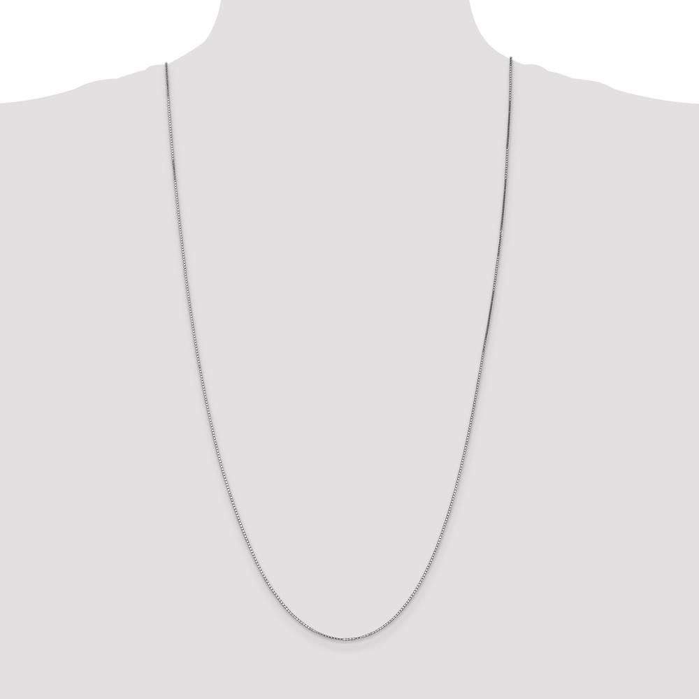 14K White Gold 30" Box Chain with Lobster Clasp - Rhodium Plated by Oro Pregiato
