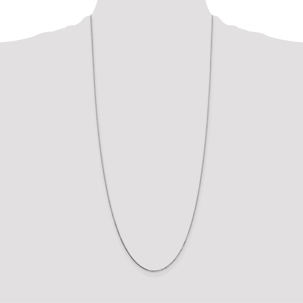 14K White Gold 30" Box Chain with Spring Ring Clasp - Polished Finish by Oro Pregiato
