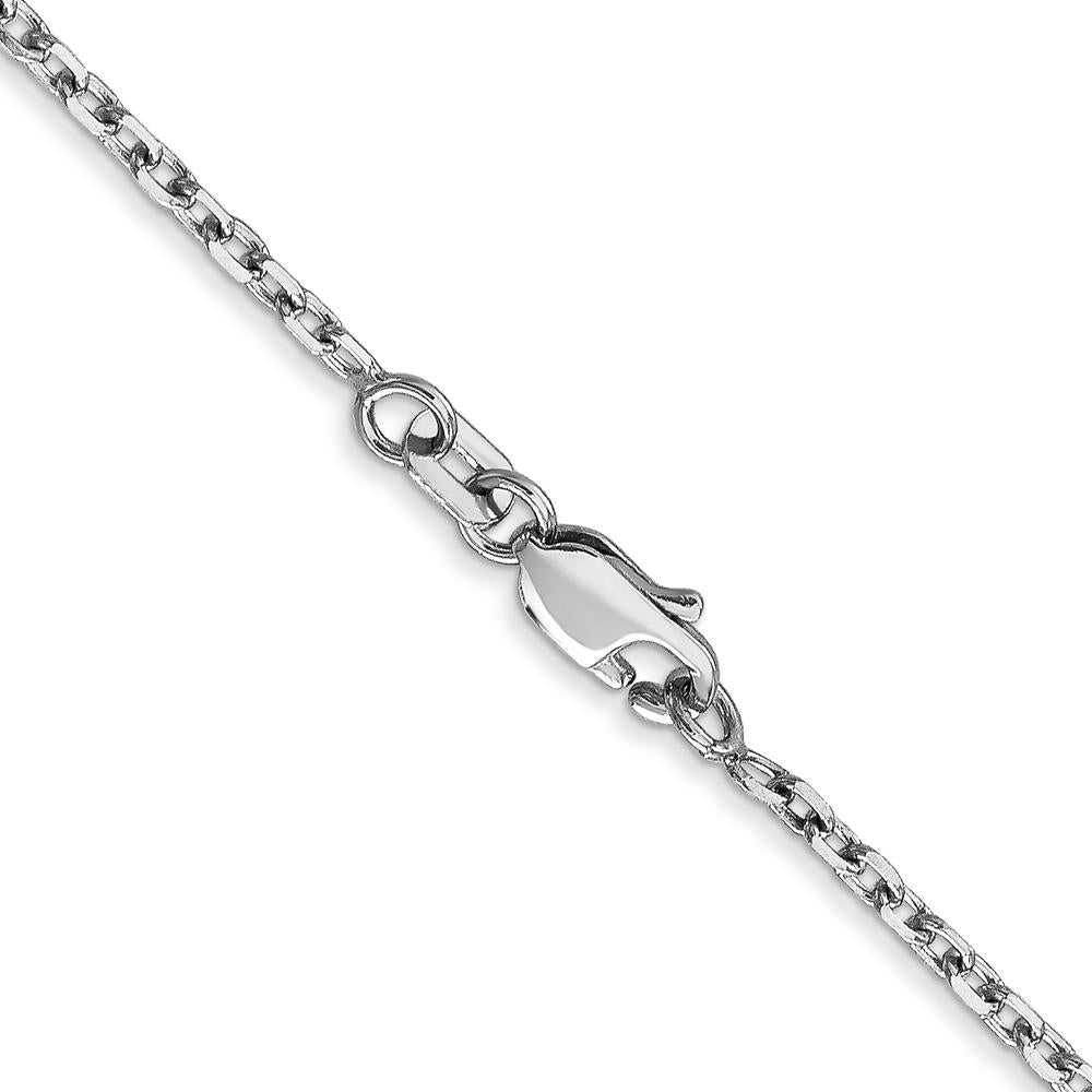 14K White Gold 30" Diamond-Cut Cable Chain with Lobster Clasp by Oro Pregiato