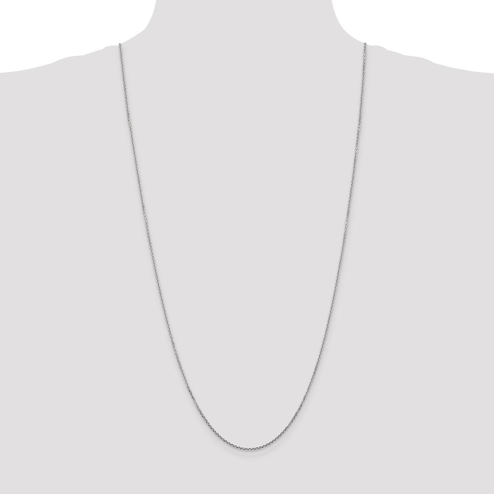 14K White Gold 30" Diamond-Cut Cable Chain with Lobster Clasp - Polished Finish by Oro Pregiato