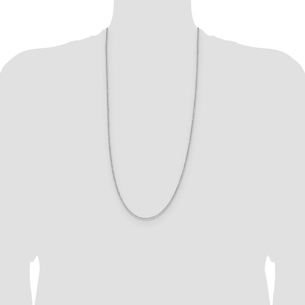14K White Gold 30" Diamond-Cut Forzantine Cable Chain Necklace by Oro Pregiato