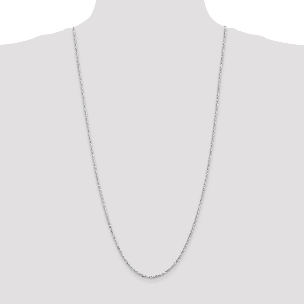 14K White Gold 30" Diamond-Cut Rope Chain - 2.25mm Width with Lobster Clasp by Oro Pregiato
