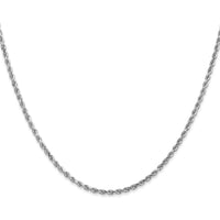 14K White Gold 30" Diamond-Cut Rope Chain Necklace, 2.0mm Solid Rhodium-Plated with Lobster Clasp