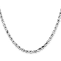 14K White Gold 30" Diamond-Cut Rope Chain Necklace with Lobster Clasp - 4.25mm Solid Polished Links