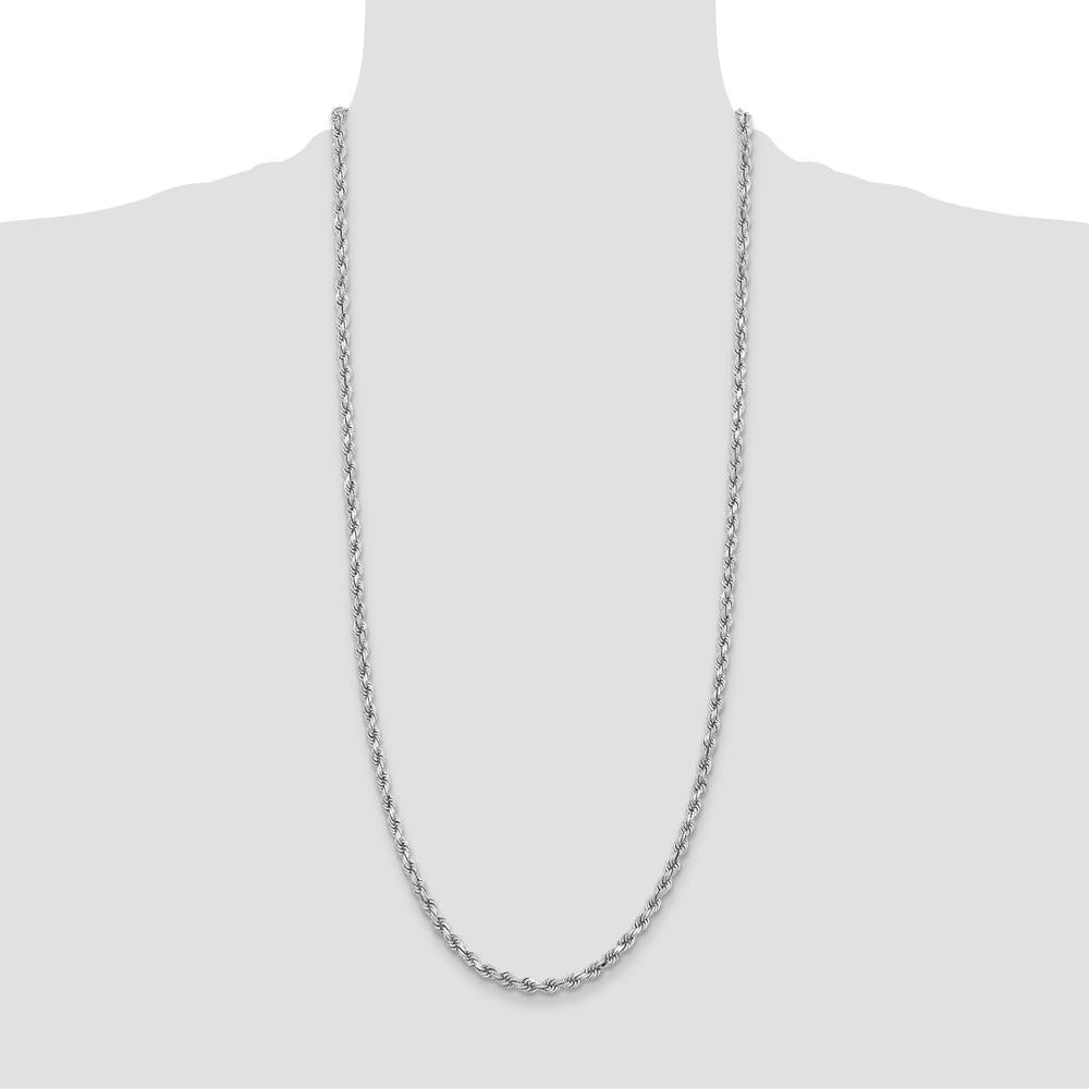 14K White Gold 30" Diamond-Cut Rope Chain with Lobster Clasp - 3.75mm Width