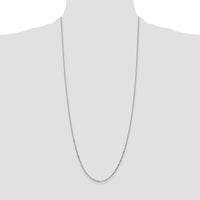 14K White Gold 30" Diamond-Cut Round Open Link Cable Chain Necklace with Lobster Clasp by Oro Pregiato