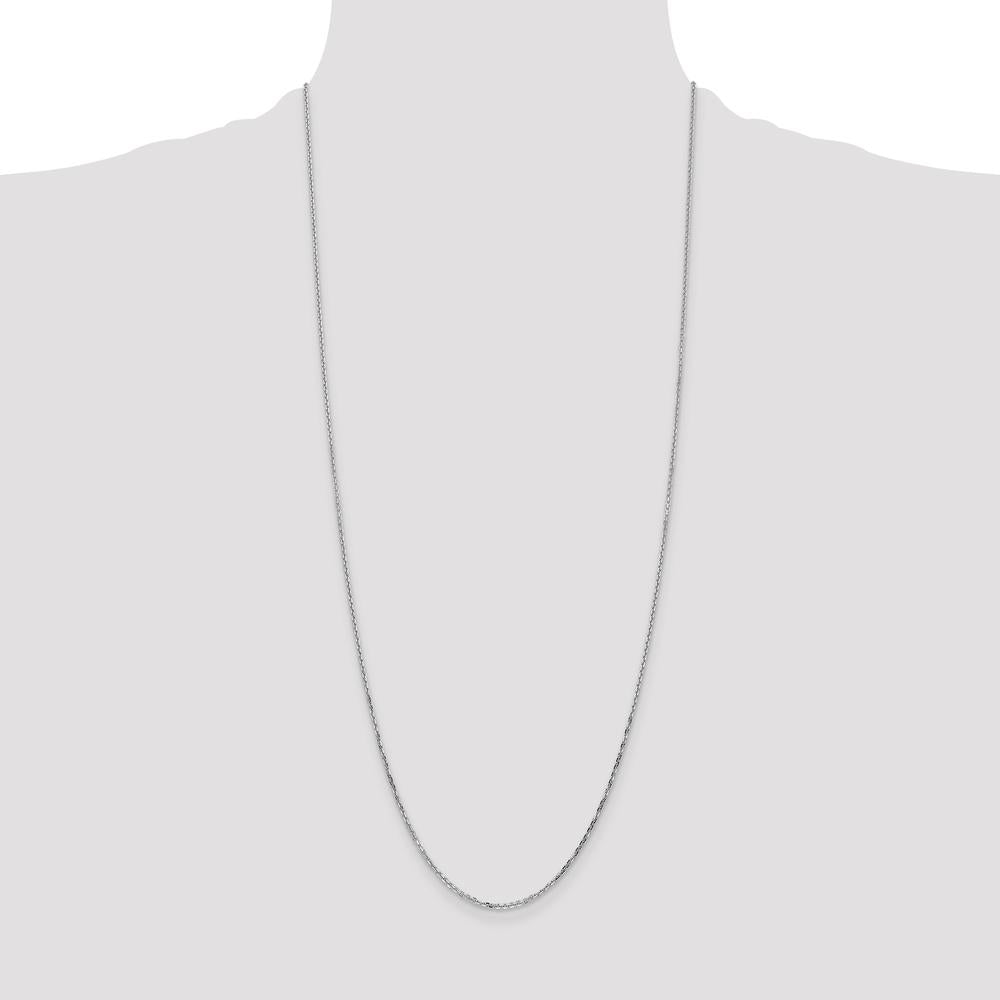 14K White Gold 30" Diamond-Cut Round Open Link Cable Chain Necklace with Lobster Clasp by Oro Pregiato