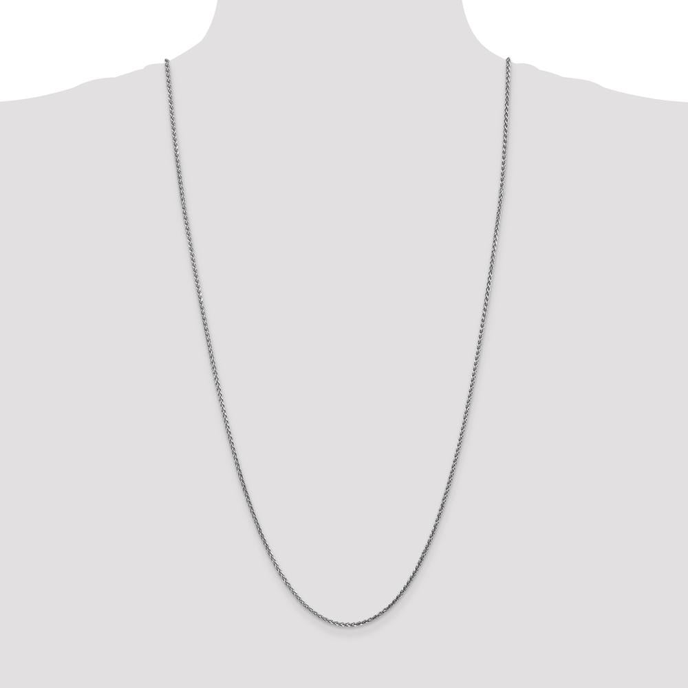 14K White Gold 30" Diamond-Cut Spiga Chain Necklace with Lobster Clasp by Oro Pregiato