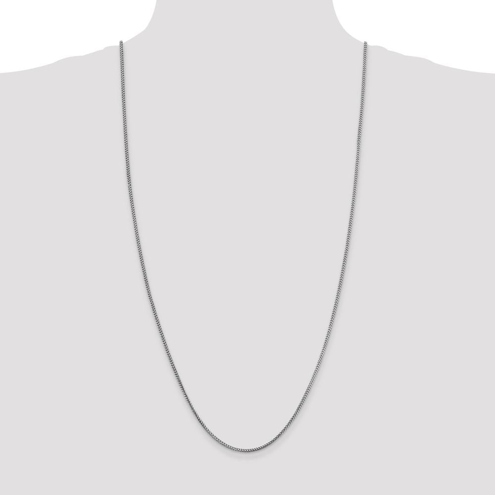 14K White Gold 30" Franco Chain with Lobster Clasp - 1.5mm Width by Oro Pregiato