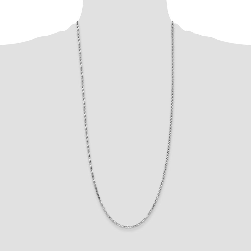 14K White Gold 30-Inch Flat Beveled Curb Chain Necklace - Polished Finish by 0