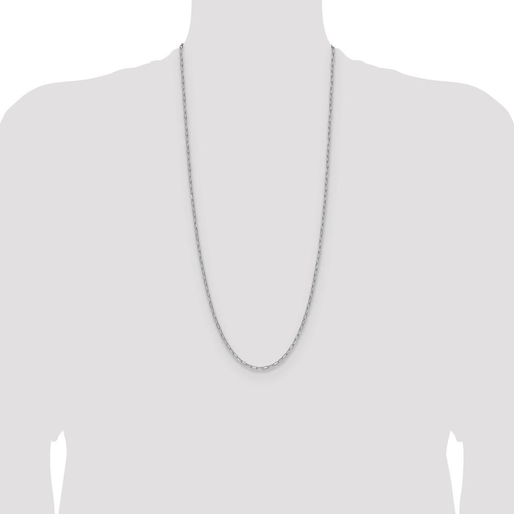 14K White Gold 30-inch Paperclip Chain with Beveled Edges by Oro Pregiato