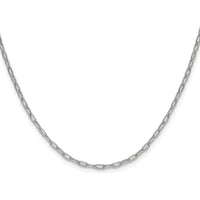 14K White Gold 30-inch Paperclip Chain with Beveled Links - 2.2mm Width by Oro Pregiato