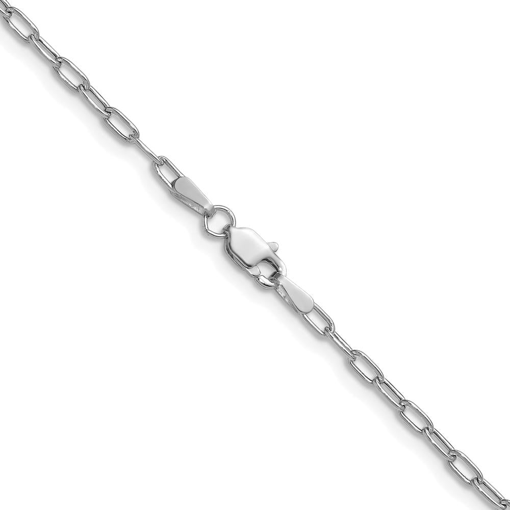 14K White Gold 30-inch Paperclip Chain with Beveled Links - 2.2mm Width by Oro Pregiato