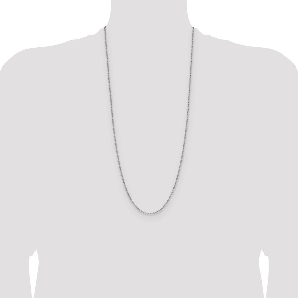 14K White Gold 30-inch Paperclip Chain with Beveled Links - 2.2mm Width by Oro Pregiato