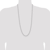 14K White Gold 30" Paperclip Chain Necklace with Beveled Links by Oro Pregiato