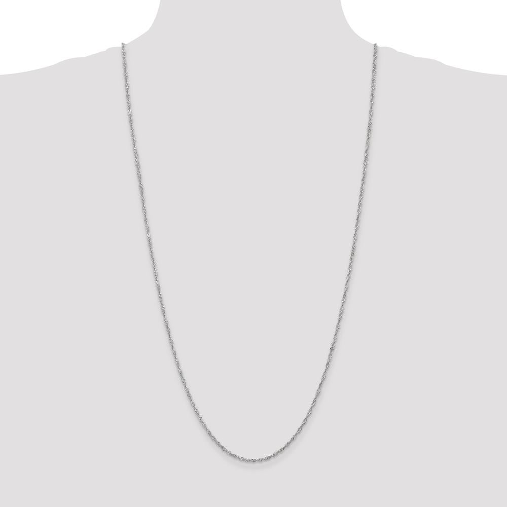 14K White Gold 30" Singapore Chain with Lobster Clasp - 1.7mm Width by Oro Pregiato