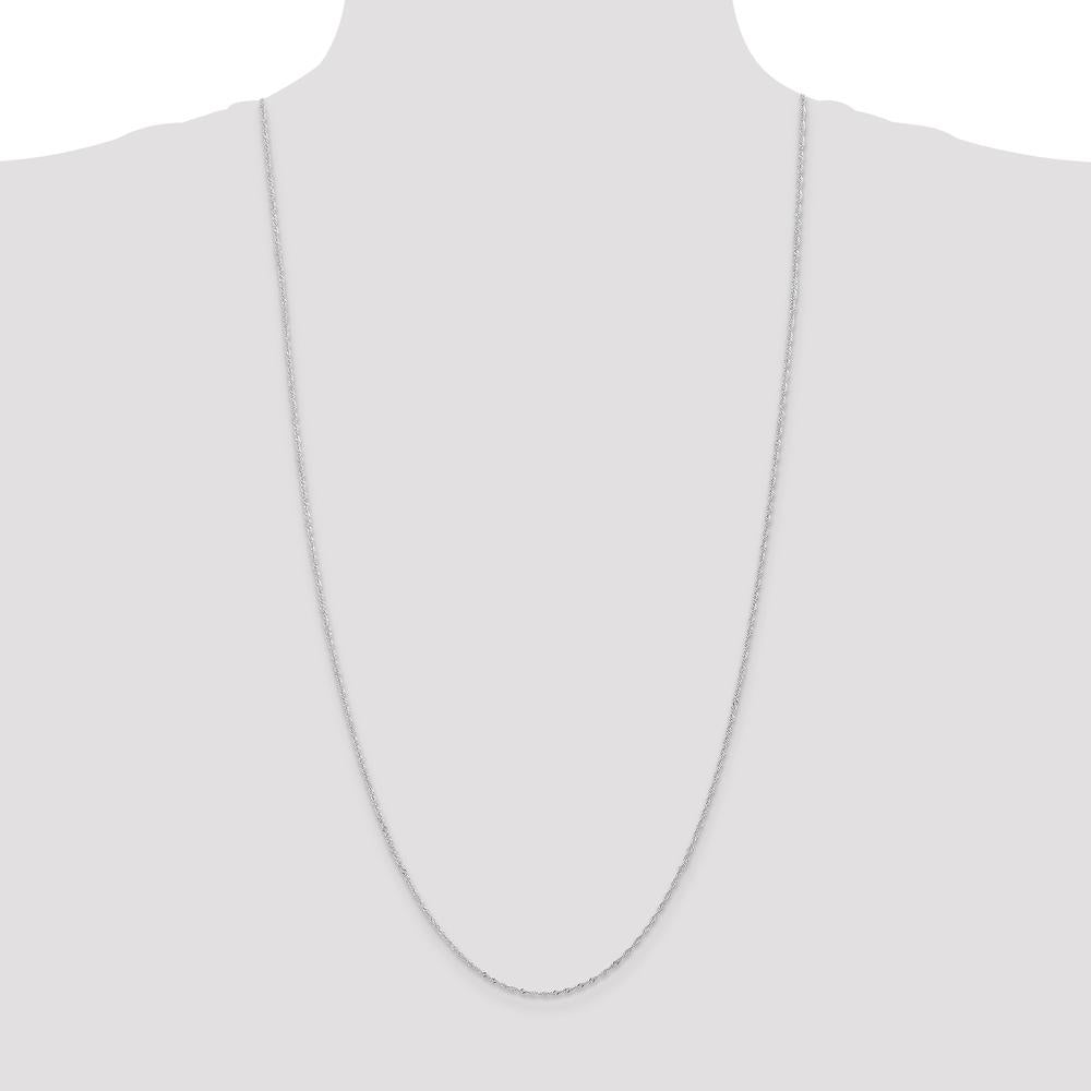 14K White Gold 30" Singapore Chain with Spring Ring Clasp - Polished Finish by Oro Pregiato