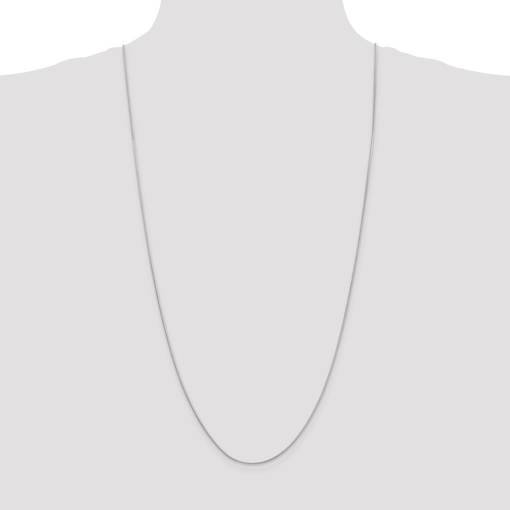 14K White Gold 30" Snake Chain Necklace with Rhodium Plating - 0.9mm Width by Oro Pregiato
