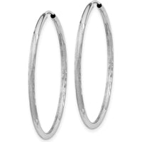 14K White Gold 30mm Diamond-Cut Endless Hoop Earrings with Polished Rhodium Finish by Oro Pregiato