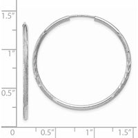 14K White Gold 30mm Diamond-Cut Endless Hoop Earrings with Polished Rhodium Finish by Oro Pregiato