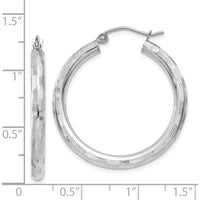14K White Gold 30mm Diamond-cut Hoop Earrings with Rhodium Plating by 0