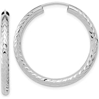 14K White Gold 30mm Diamond-Cut Polished Endless Hoop Earrings by 0