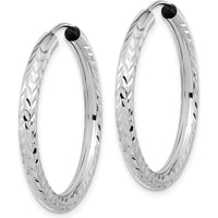 14K White Gold 30mm Diamond-Cut Polished Endless Hoop Earrings by 0