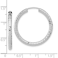 14K White Gold 30mm Diamond-Cut Polished Endless Hoop Earrings by 0