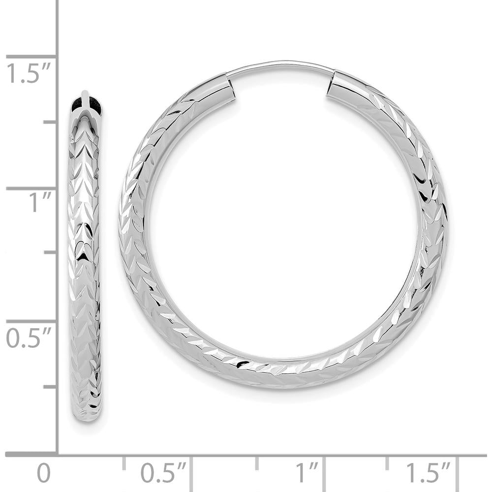 14K White Gold 30mm Diamond-Cut Polished Endless Hoop Earrings by 0
