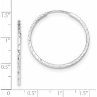 14K White Gold 30mm Diamond-Cut Square Tube Endless Hoop Earrings by 0