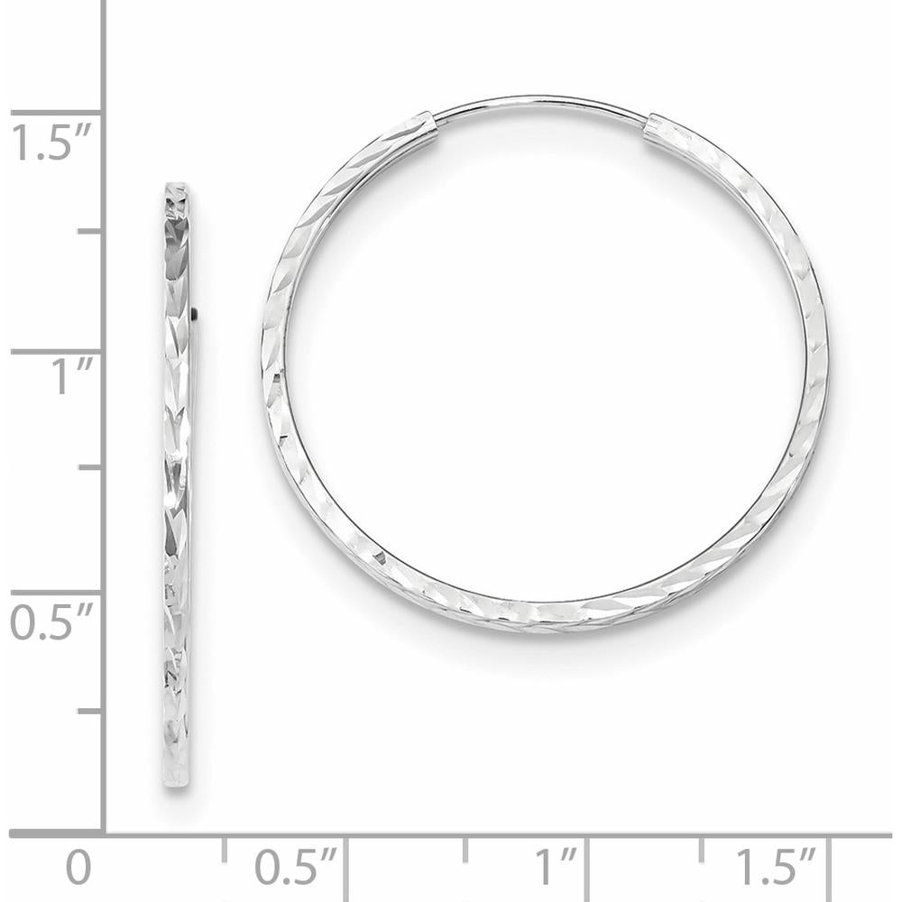 14K White Gold 30mm Diamond-Cut Square Tube Endless Hoop Earrings by 0