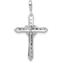 14K White Gold 30mm Heart Cross Pendant with Prong Set Round Diamonds - 0.10 Carat Total Diamond Weight by Monteluci Fine Jewelry