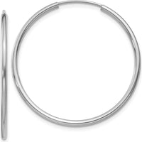 14K White Gold 30mm Polished Endless Hoop Earrings - Rhodium-Plated, 1.5mm Thickness by Oro Pregiato