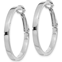 14K White Gold 30mm Polished Square Tube Hoop Earrings - Rhodium Plated by Oro Pregiato