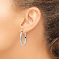 14K White Gold 30mm Rectangle Tube Hoop Earrings with Rhodium-Plated Finish by 0