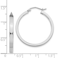 14K White Gold 30mm Rectangle Tube Hoop Earrings with Rhodium-Plated Finish by 0