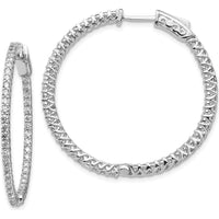 14K White Gold 30mm Round In-and-Out Hoop Earrings with Prong Set Mountings (No Stones Included) by Monteluci Fine Jewelry