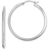 14K White Gold 32mm Polished Large Hoop Earrings with Rhodium Plating by 0