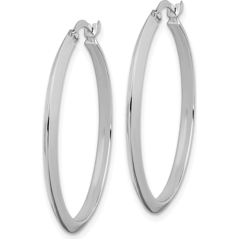 14K White Gold 32mm Polished Large Hoop Earrings with Rhodium Plating by 0