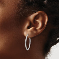 14K White Gold 32mm Polished Large Hoop Earrings with Rhodium Plating by 0