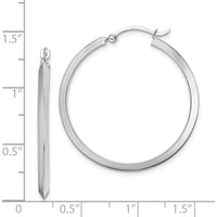 14K White Gold 32mm Polished Large Hoop Earrings with Rhodium Plating by 0